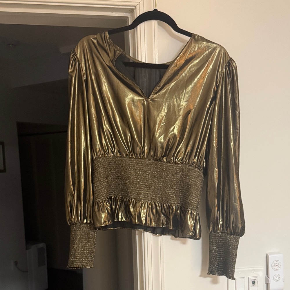 Aritzia Shimmering Gold Blouse